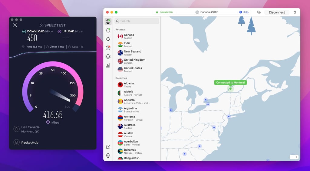 NordVPN Canada server speed test