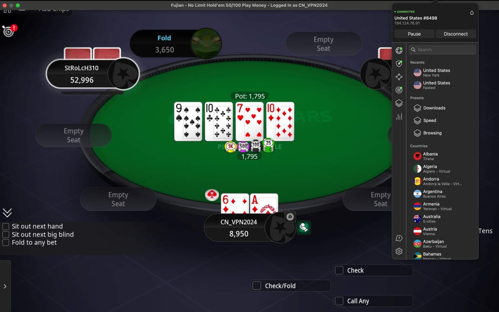 Access to PokerStars with NordVPN server