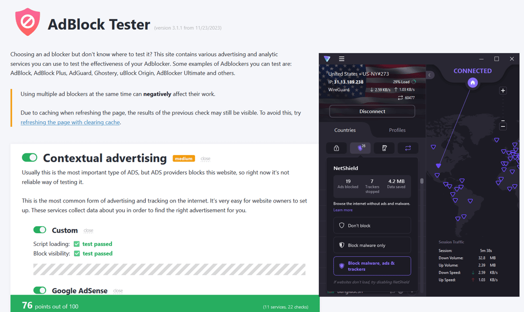 Proton VPN AdBlock Tester