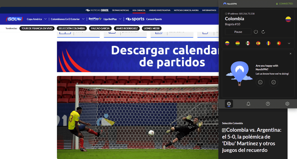 caracol tv nordvpn colombia