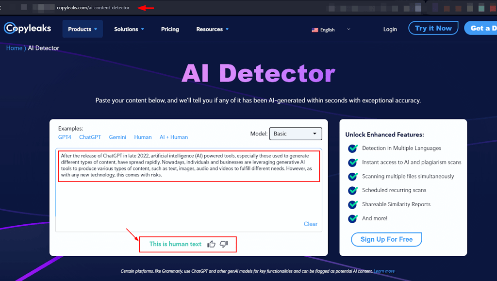 copyleaks ai detector