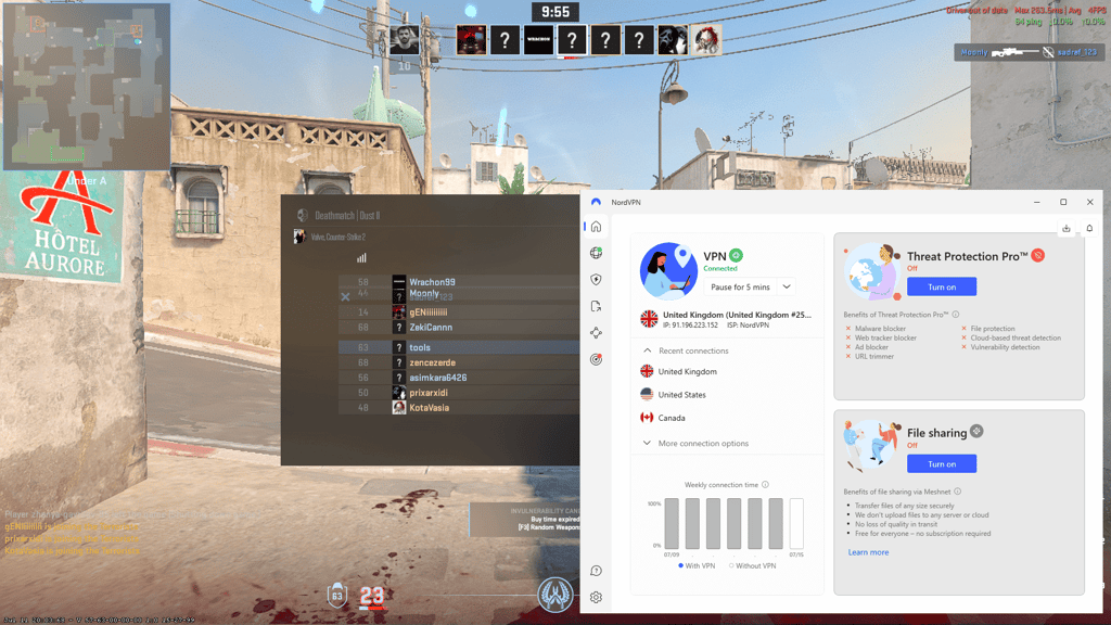 NordVPN review gaming with VPN screenshot 1