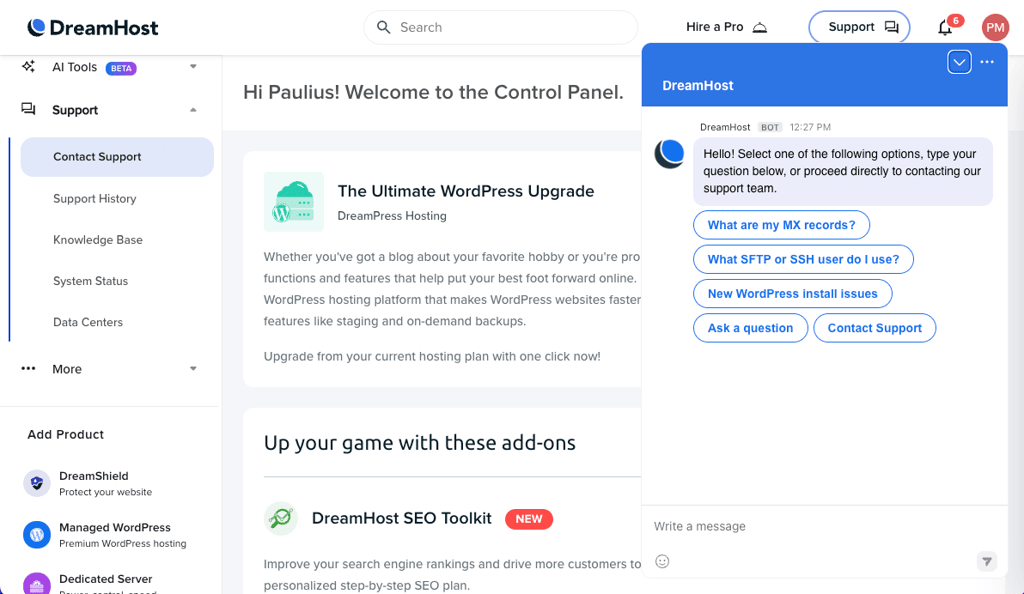 DreamHost customer support