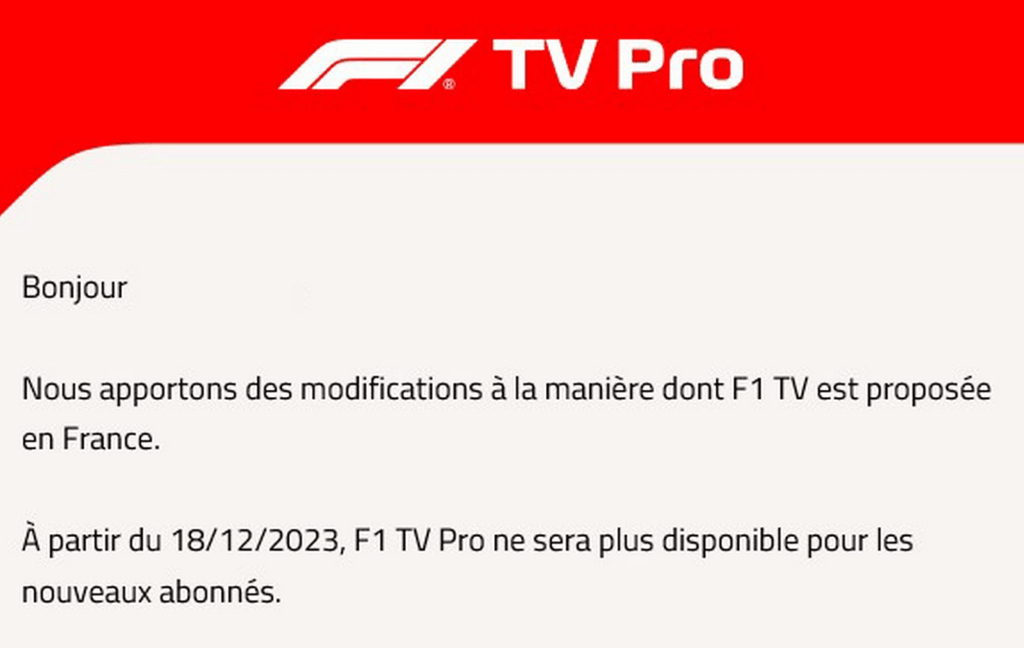 f1 tv pro message