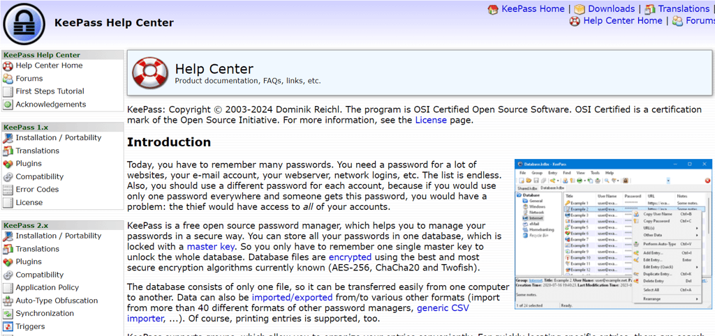 KeePass help center