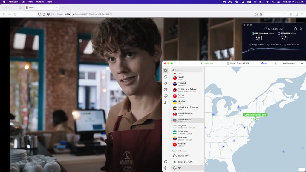 NordVPN review streaming Netflix speed screenshot