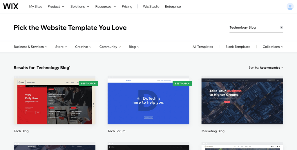 Wix web builder templates