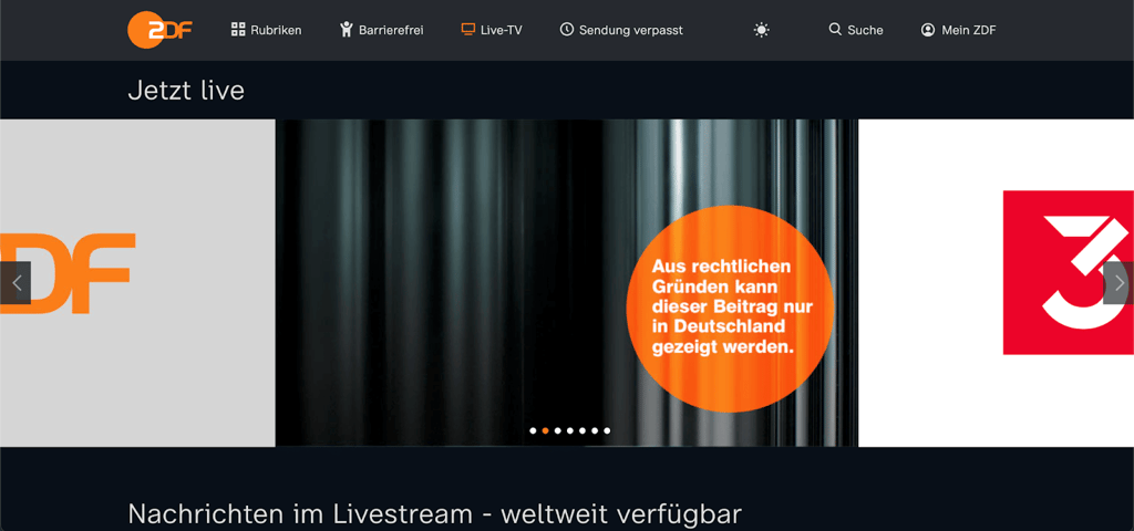 ZDF-Geoblocking-Fehlermeldung
