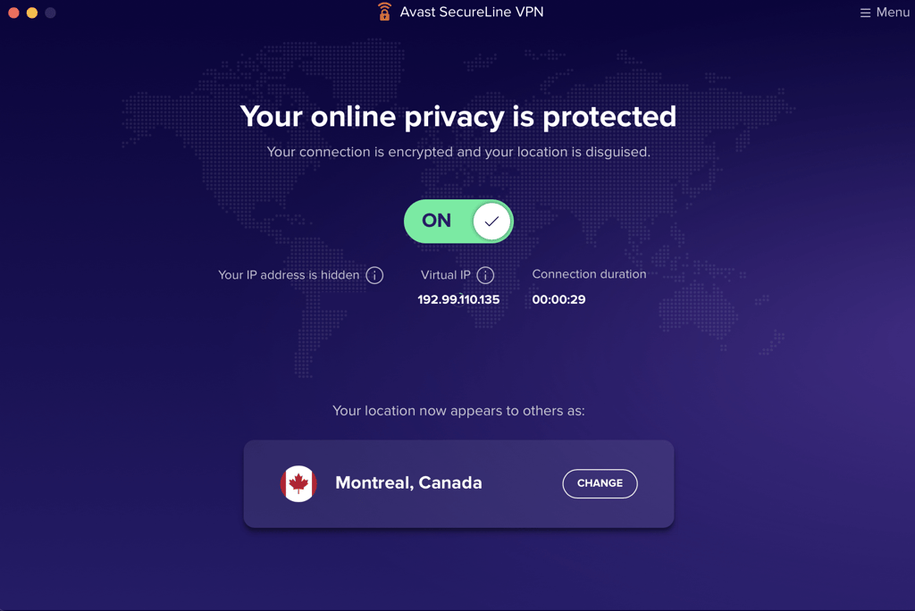 Avast SecureLine VPN Mac app