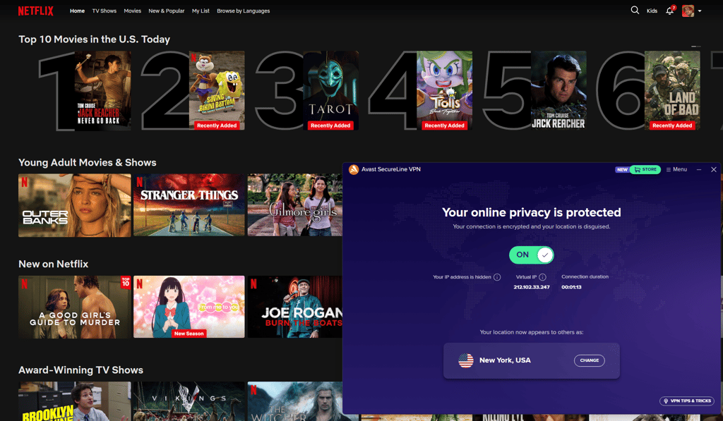 Avast SecureLine VPN Netflix US library