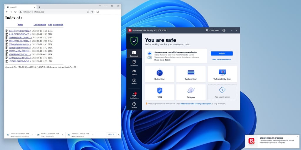 Bitdefender testing in progress