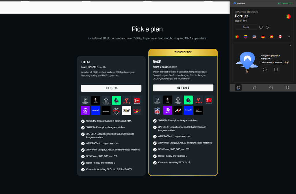 dazn nordvpn