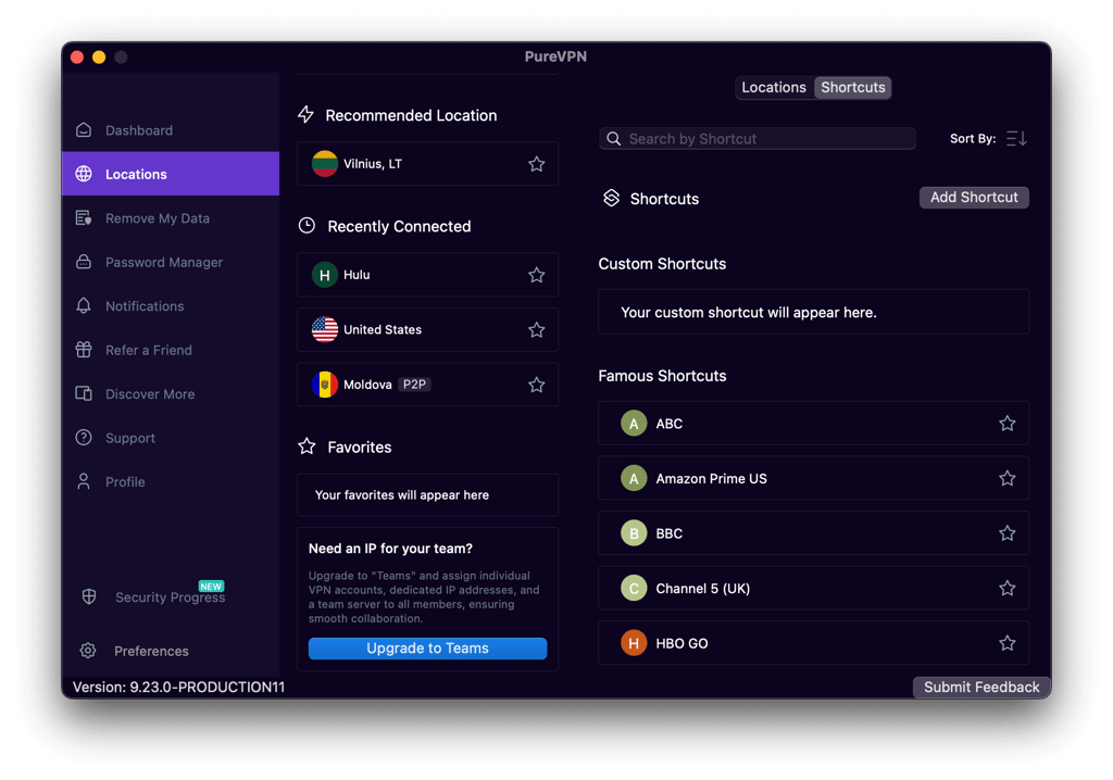 PureVPN servers for Hulu