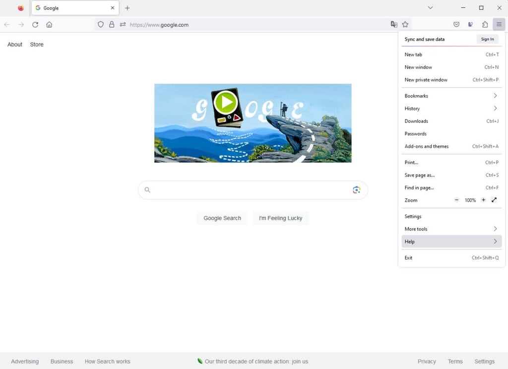 Go to settings on Firefox browser