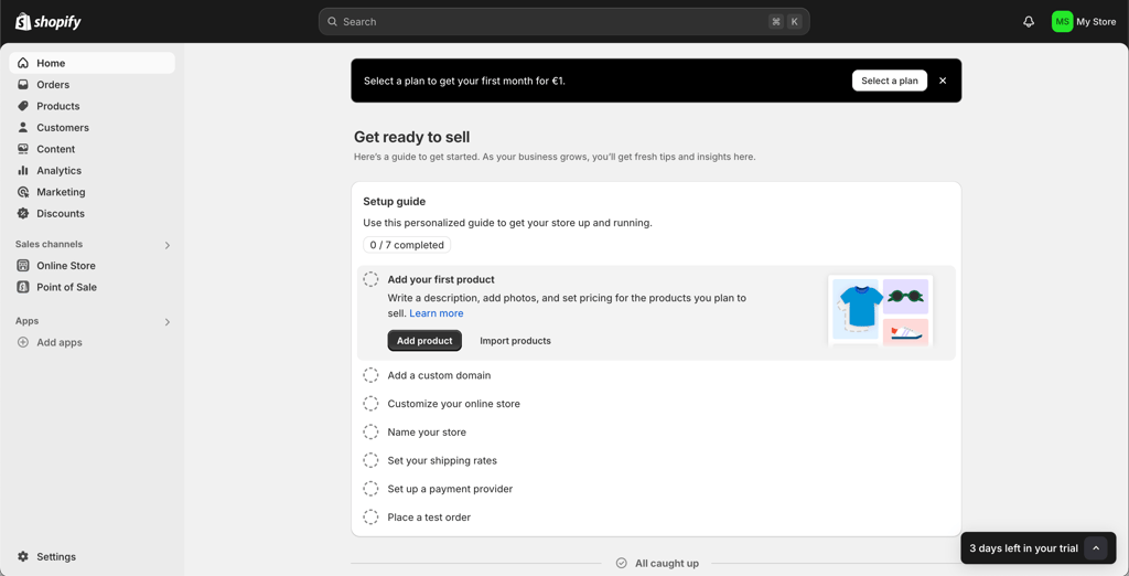 Shopify start guide