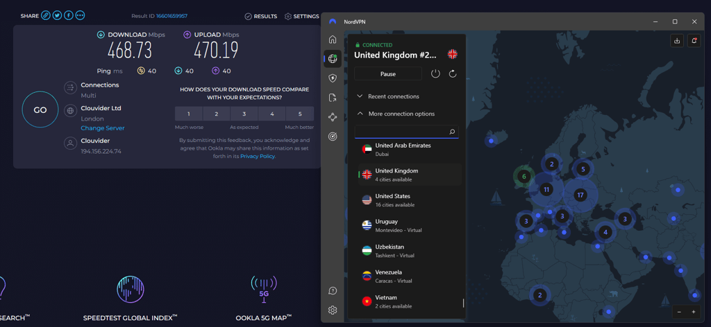 NordVPN speed test