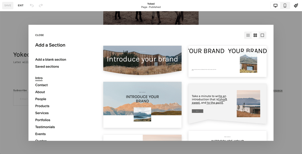 Squarespace sections