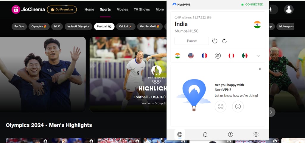 stream JioCinema with NordVPN