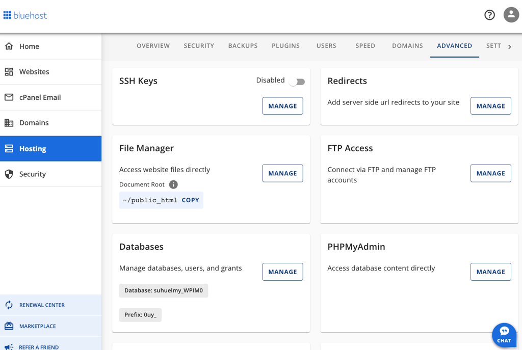 bluehost control panel new