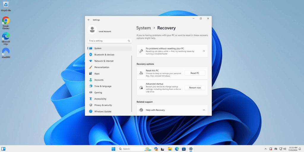 Step 3 – go to Recovery