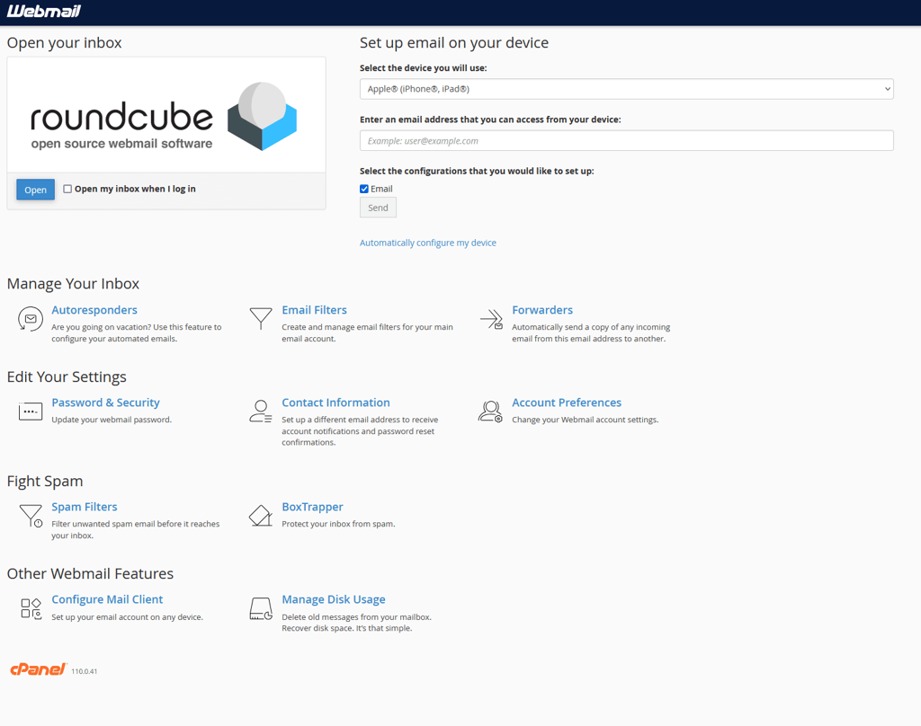 bluehost email options and management