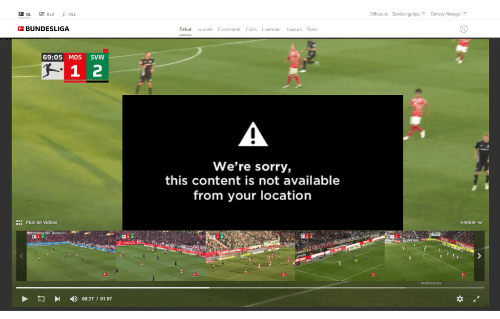 Bundesliga geo blockage