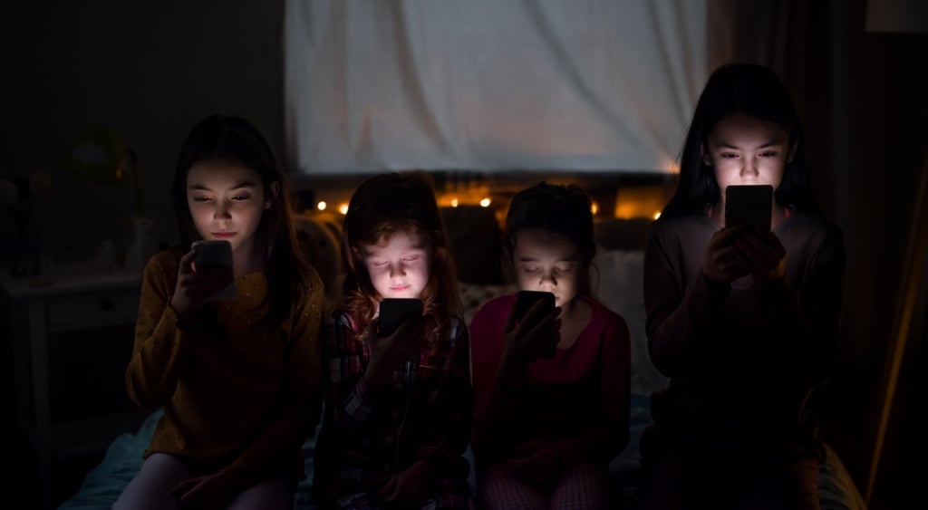 Children using smartphone