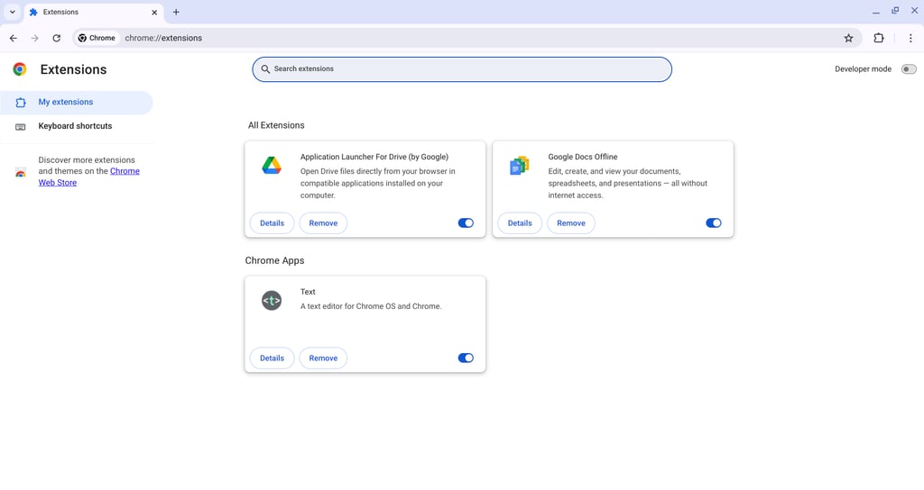 Chrome extensions list