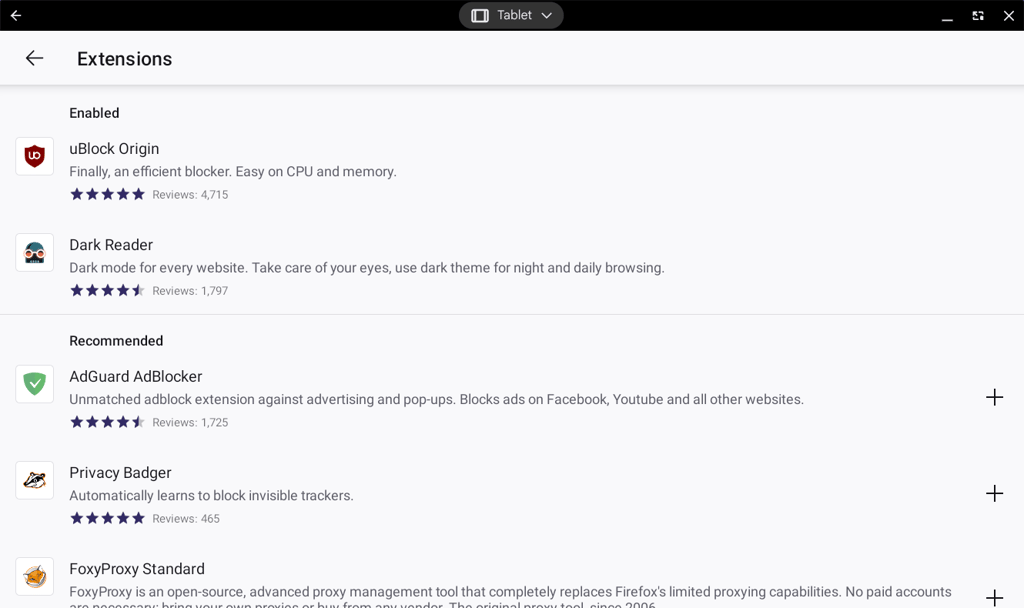 Firefox extensions from google Play Store 2