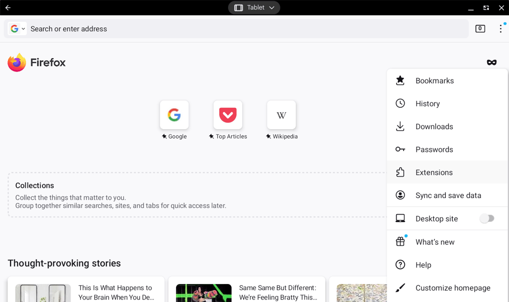 Firefox extensions from Google Play Store