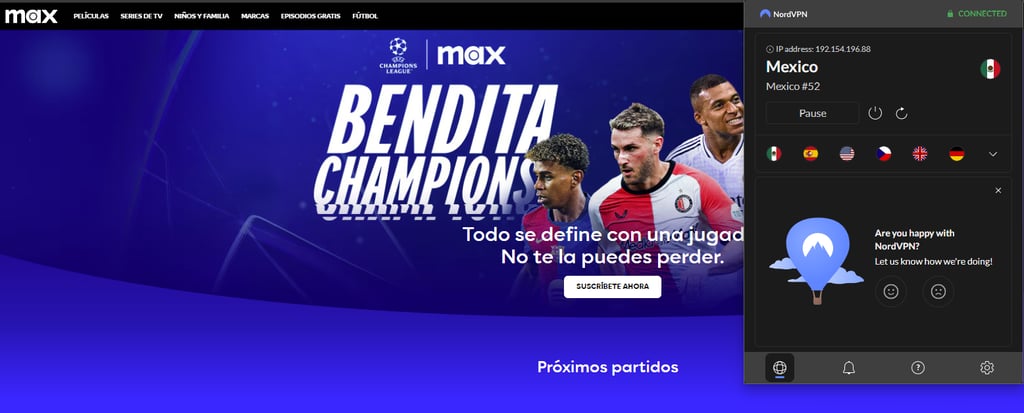 hbo max mexico with nordvpn