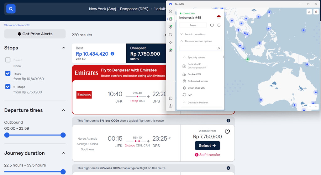 nordvpn skyscanner bali indonesia server