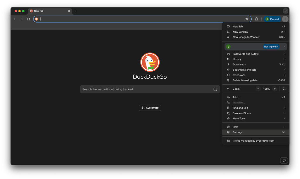 Resetting browsing settings