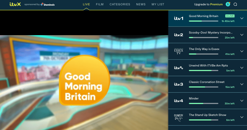 ITVX stream interface