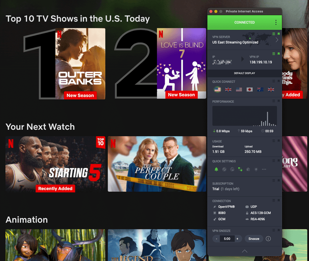 PIA unblocking Netflix