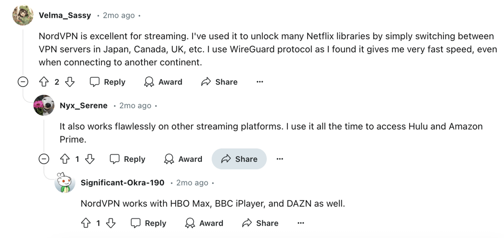Reddit comment about VPN