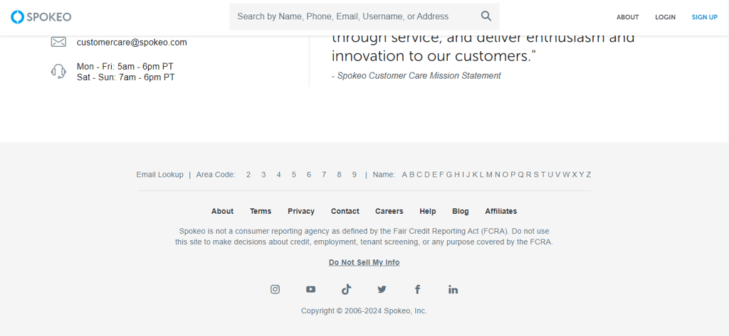 Spokeo opt-out page