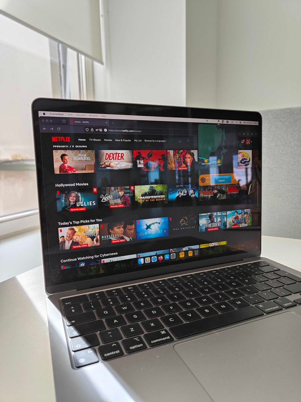 Netflix accessed with TunnelBear