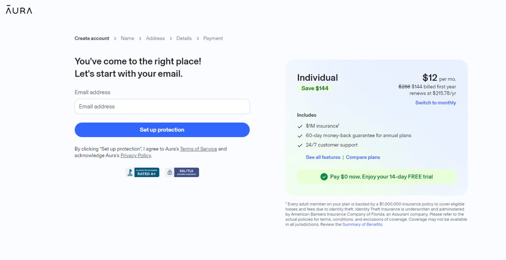 aura enter email