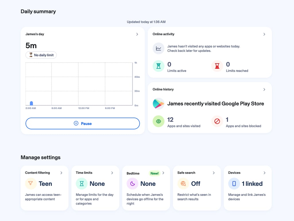 aura parental control desktop app interface