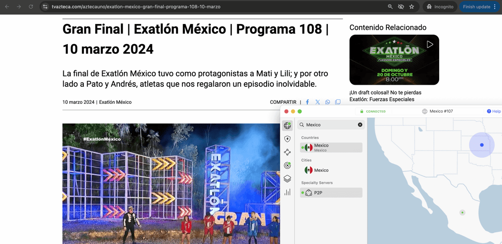 Azteca Uno access with NordVPN