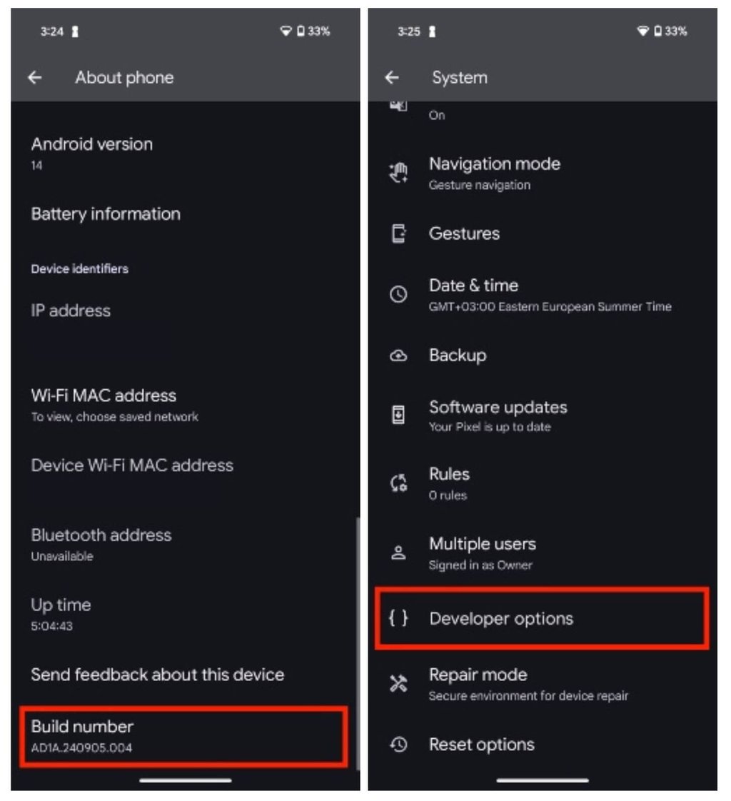 build-number-and-developer-android