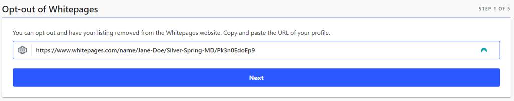 copy profile url whitepages