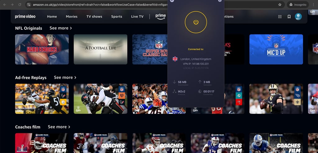 Using Cyberghost for NFL game pass