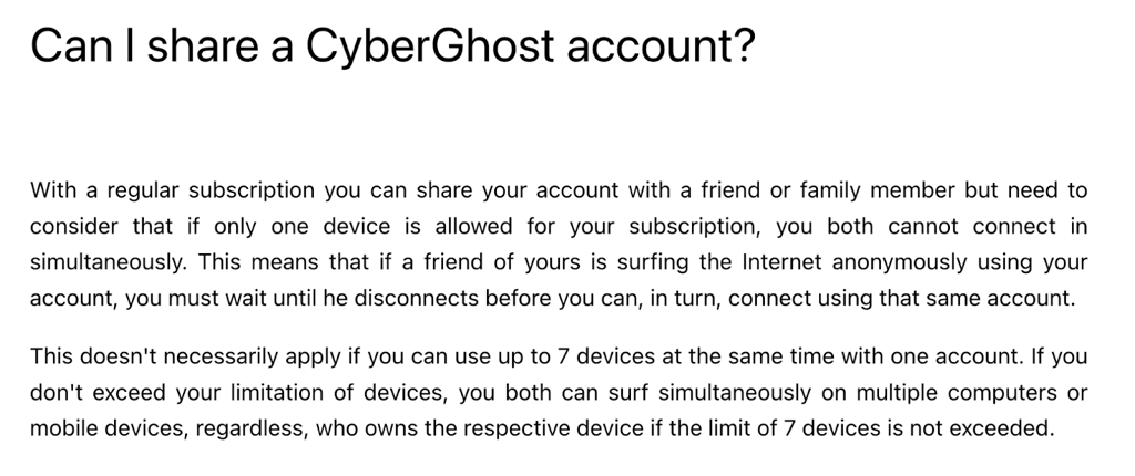 cyberghost account sharing