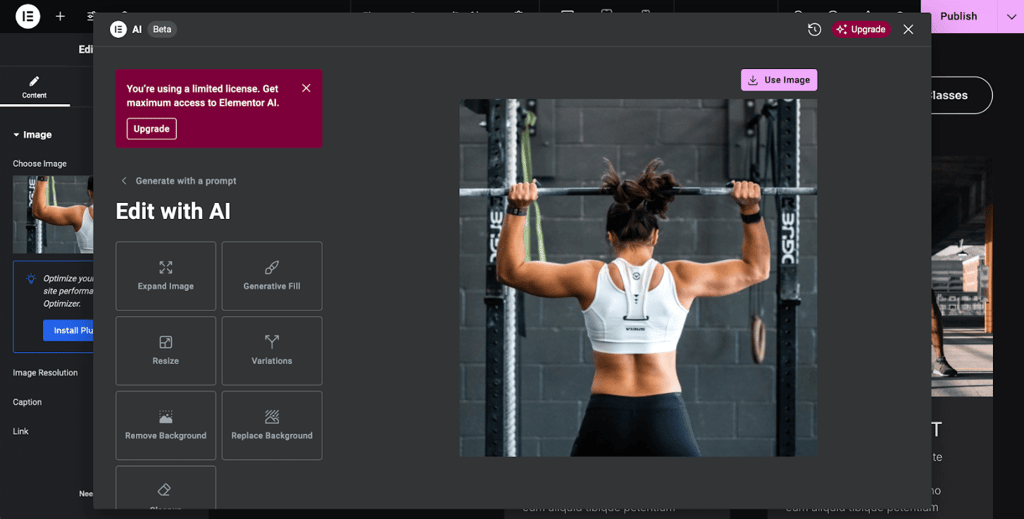 Elementor website builder’s AI editor