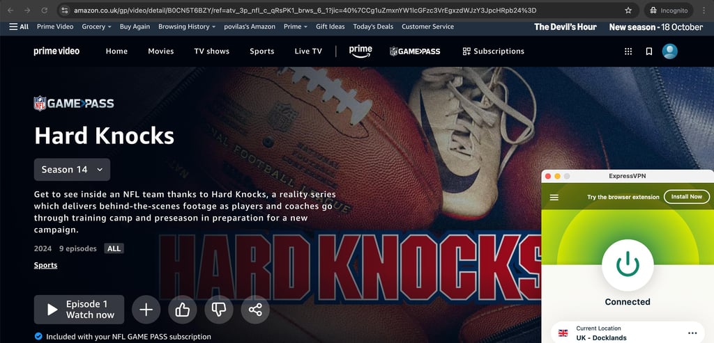 Using ExpressVPN for NFL game pass