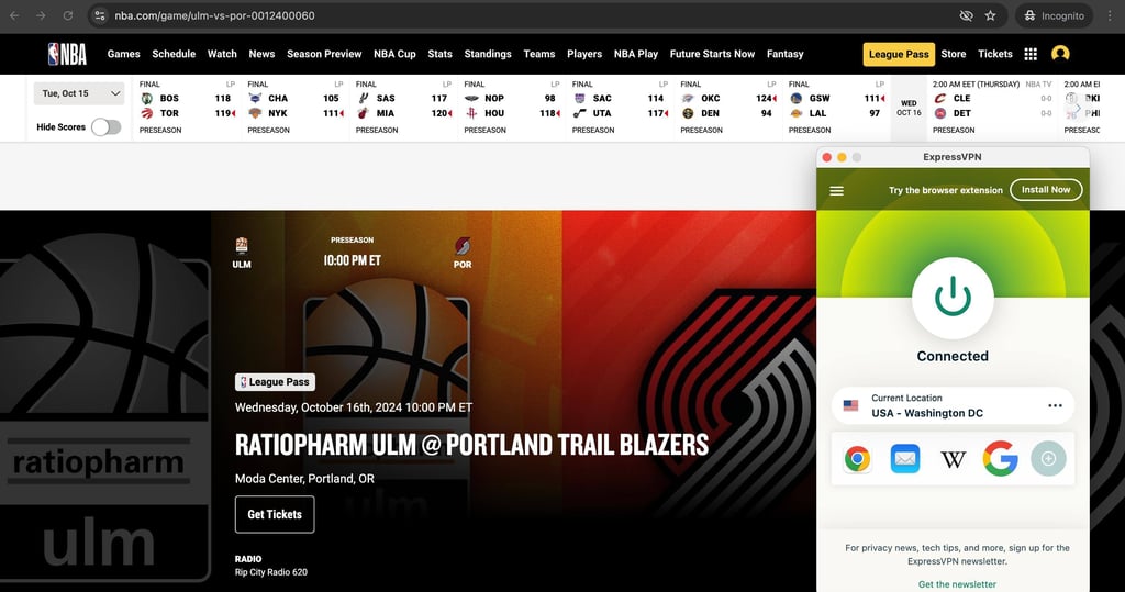 nba league pass with expressvpn