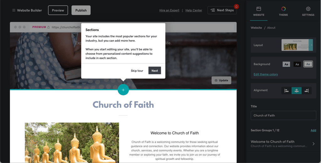 GoDaddy website builder editor new
