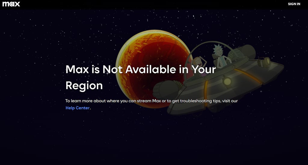 hbo max not available in your region